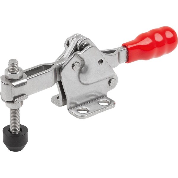 Toggle Clamp, Horizontal Foot, Std, F2=1000, Adjustable Clamping Spind M05X40, Stainless Bright,